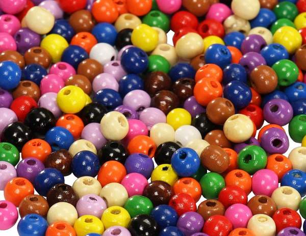 Holzperlen 12mm bunt 100 Stk. Holzkugeln 12mm bunt