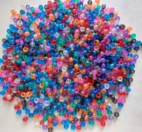 Kunststoffperlen rund mit Glitzer 1000 Stk bunte Farben, 250g,6x9mm Kongoperlen