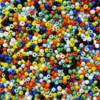 Rocailles Perlen rund, ca. 3 mm, Mix bunte Farbenl, 50 g