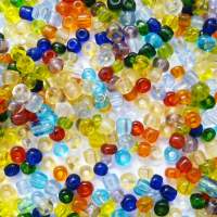 Rocailles Perlen rund, ca. 4 mm, Mix transparente Farben,...