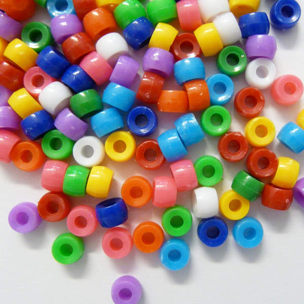Kunststoffperlen rund, bunt sortiert, 50 g