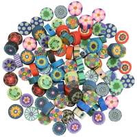 Perlen, Polymerperlen rund Blumen 100 Stk. in 5 Farben...