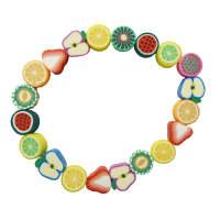 Perlen, Polymerperlen Früchte, 50 Stk. in 5 Farben sortiert