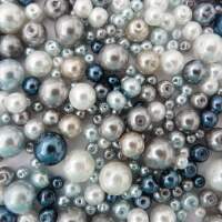 Wachsperlen Mix, blau, 100 g, 4,6,8,und 10 mm sortiert
