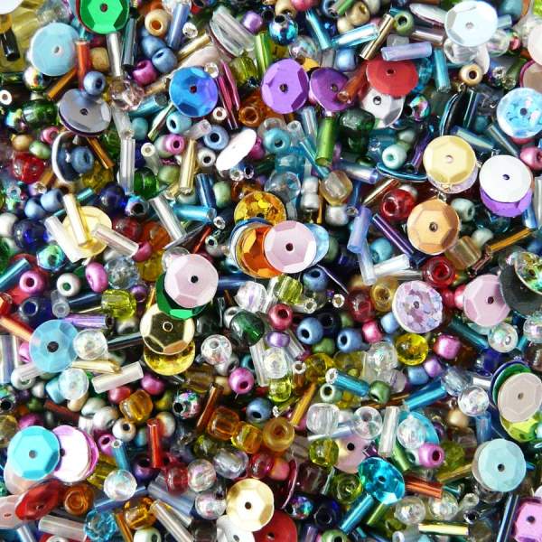 Pailletten mit Perlen, Mischpackung bunt 30 g