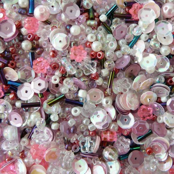 Pailletten mit Perlen  Mischpackung pink rosa 100g