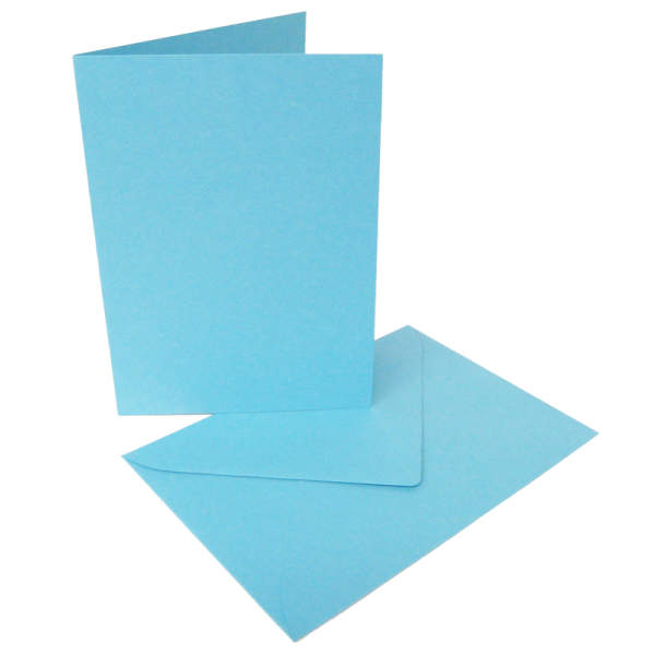 Doppelkarten 5er Set himmelblau, 10,5x15 cm