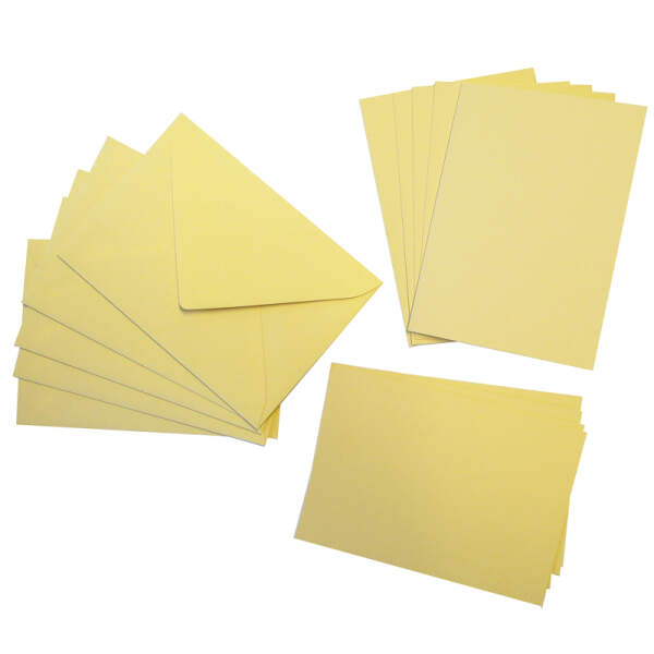Doppelkarten strohgelb, 10,5 x 15 cm, 5er Set, 220 g m²