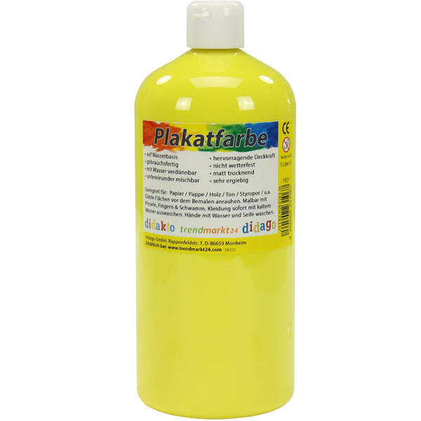Plakatfarbe sonnengelb 1l / 1000ml Temperafarbe Bastelfarbe Malfarbe