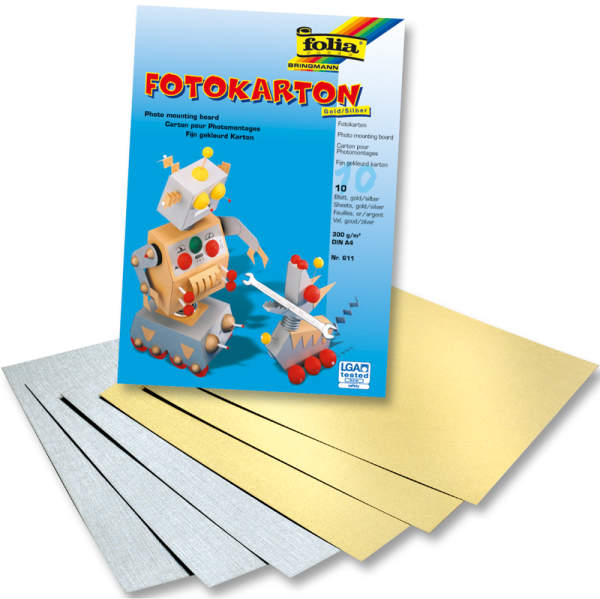 Fotokartonblock gold und silber DIN A4, 10 Blatt