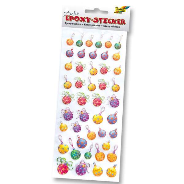 Epoxy Sticker Weihnachtskugeln, Set 4