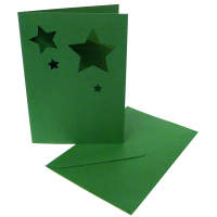 Doppelkarten Stanzung Sterne tannengrün, 5er Set