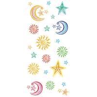 3D Deco Transfers Sonne, Mond und Sterne