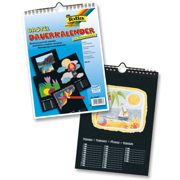 Dauerkalender mit Spiralbindung schwarz, DIN A4
