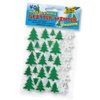 Moosgummi Glitter-Sticker Winter, grün und...