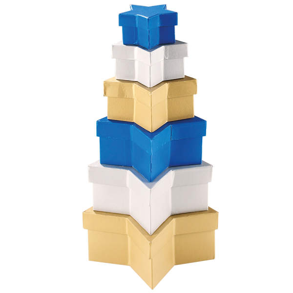 Geschenkboxen Stern, 6 Stück bunt