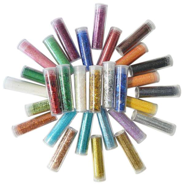 Glitter-Set, farbig sortiert, 30 Dosen Dekomaterial