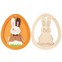 Osteranhänger Hase bedruckt 4er Set, aus Holz, ca. 9...