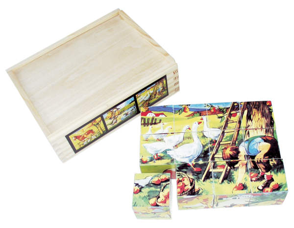 Bilderwürfel Märchenmotive 12 Würfel mit Holzbox