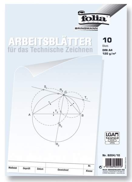 Arbeitsblätter technisches Zeichnen, DIN A4, 10 Blatt, 120 g m²