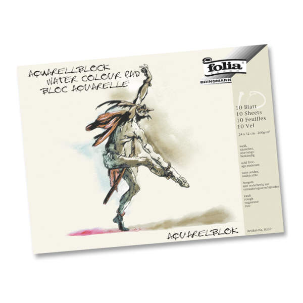 Aquarellblock 24x32 cm, 10 Blatt, 200g/m², rauh