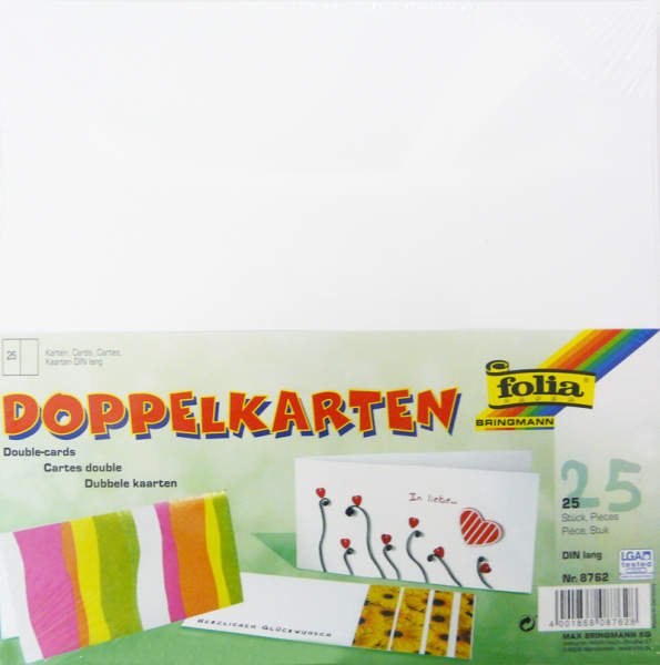 Briefkarten DIN lang weiß, 25 Stück, doppelt hoch