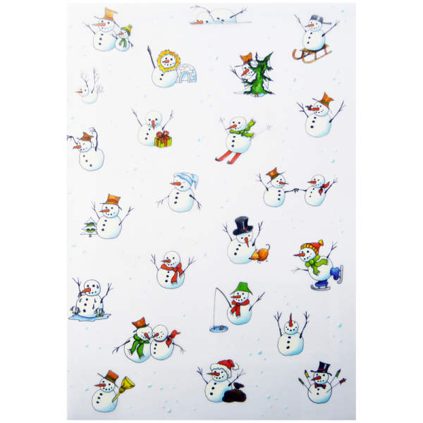 Transparentpapier Schneemänner, 5 Blatt, 23x33 cm