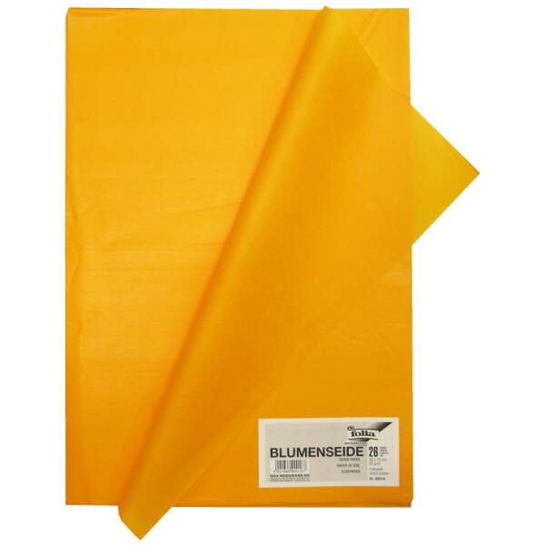 Blumenseide 26 Bögen hell orange maisgelb, 50x70 cm, 20g/m²