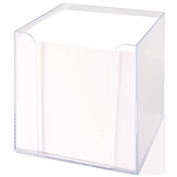 Notizbox glasklar, 700 Blatt weiß, 9,5x9,5x9,5 cm