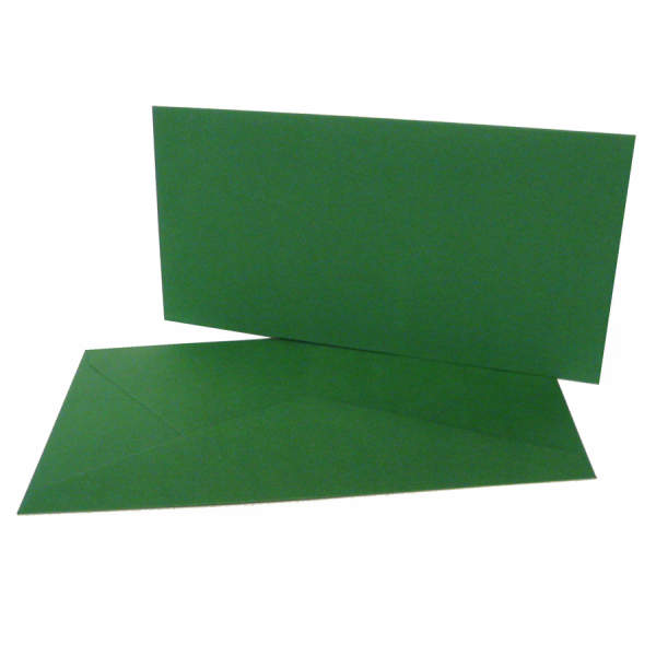 Doppelkarten tannengrün lang 5 Stück DIN lang 10,5 x 21 cm