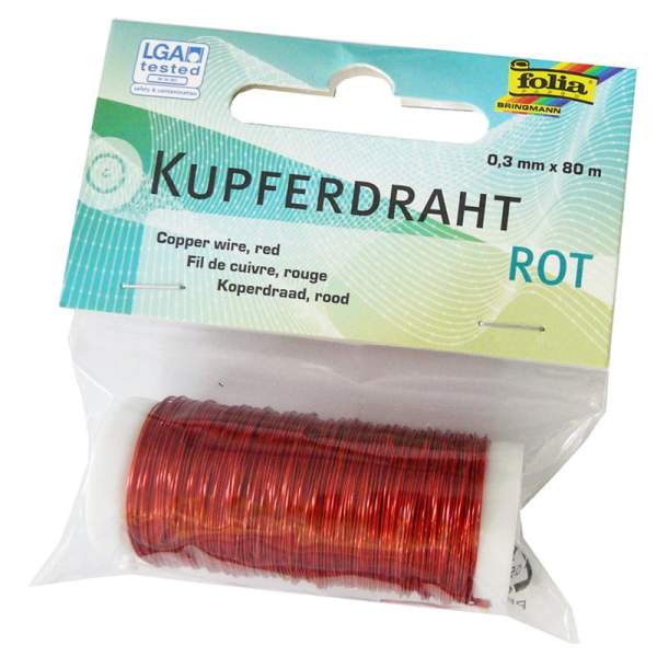 Kupferdraht Rolle rot 0,3 mm x 80 m
