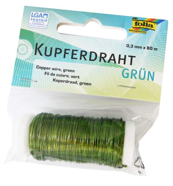 Kupferdraht Rolle grün, 0,3 mm x 80 m, 1 Rolle