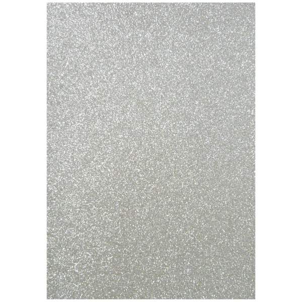 Moosgummi silber Glitzer selbstklebend, 5 Bögen, 20x29 cm
