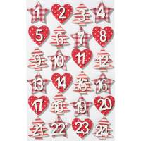 Zahlen Adventskalender mit Stoff, aus Holz