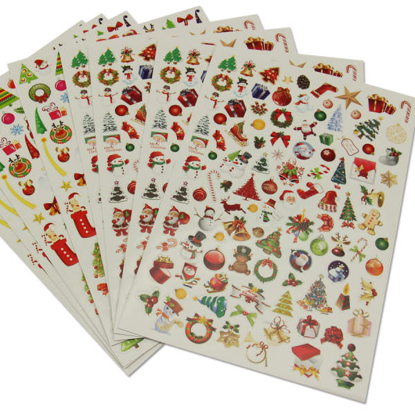 Sticker Weihnachten 1000 Stück, 10 Blatt A4 Größe verschiedene Motive