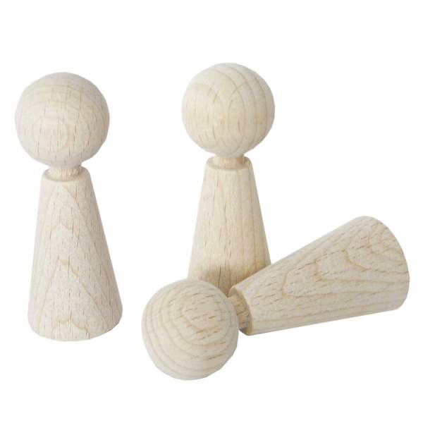 Kegelfiguren 3er Pack, aus Buchenholz, 2x6 cm Figurenkegel