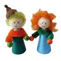 Kegelfiguren 3er Pack, aus Buchenholz, 2x6 cm Figurenkegel