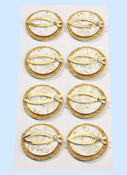 Sticker Fische gold, 1 Bogen mit 8 Stickern