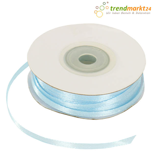 Satinband hellblau, Rolle 3mm breit, 50m lang