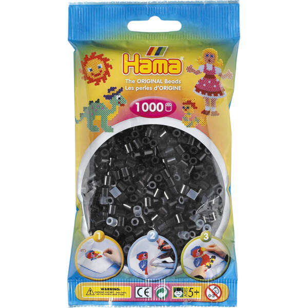 Bügelperlen schwarz, 1000 Stück, midi