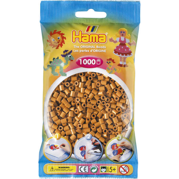 Bügelperlen hellbraun, 1000 Stück, midi