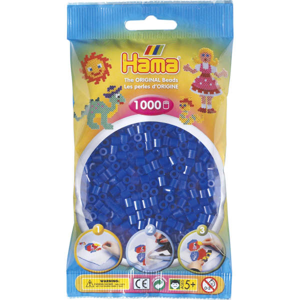 Bügelperlen neon blau, 1000 Stück, midi