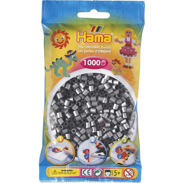 Bügelperlen silber, 1000 Stück, midi