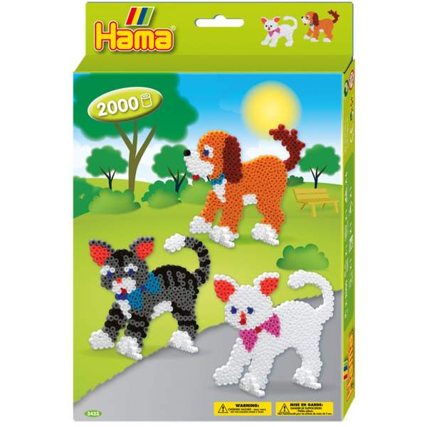 Bügelperlen Geschenkpackung Hund Katze, 2000 Stück