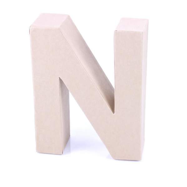Papp Buchstabe N 17,5 x 5,5 cm Pappmache Dekobuchstabe