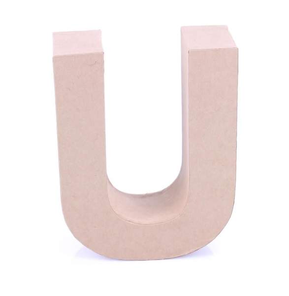 Papp Buchstabe U 17,5 x 5,5 cm Pappmache Dekobuchstabe