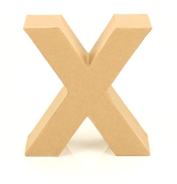 Papp Buchstabe X 17,5 x 5,5 cm Pappmache Dekobuchstabe