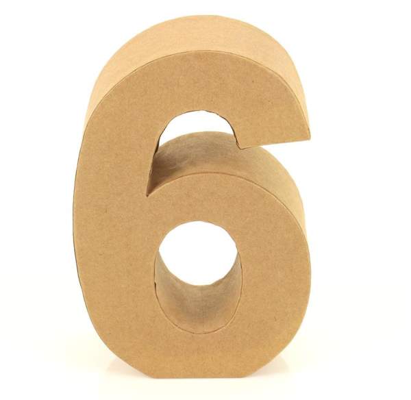 Papp Zahl 6, 17,5 x 5,5 cm