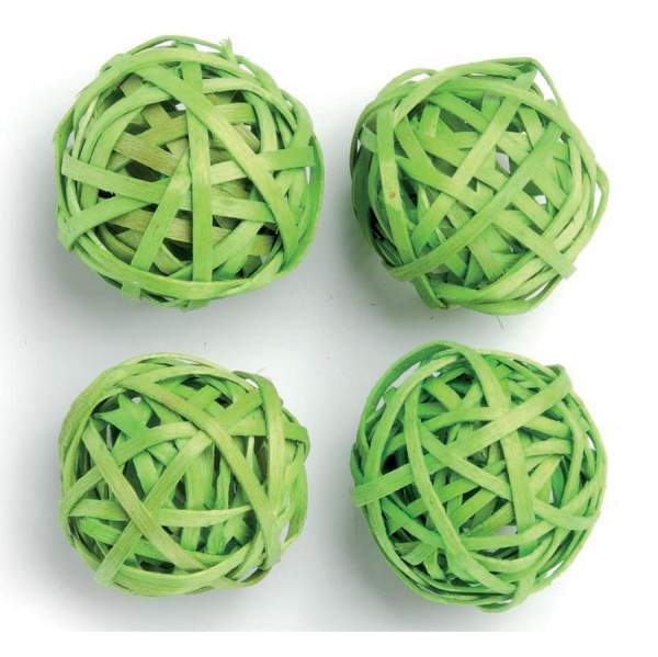 Rattankugeln grün 4 Stück, 4 cm Rebenkugeln