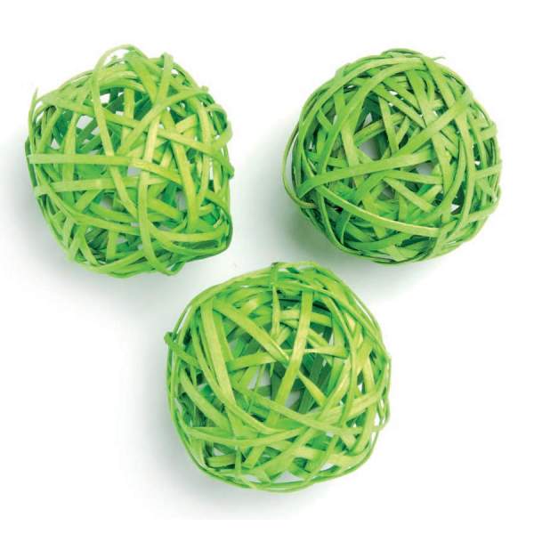 Rattankugel grün 3 Stück, 6 cm Rebenkugeln